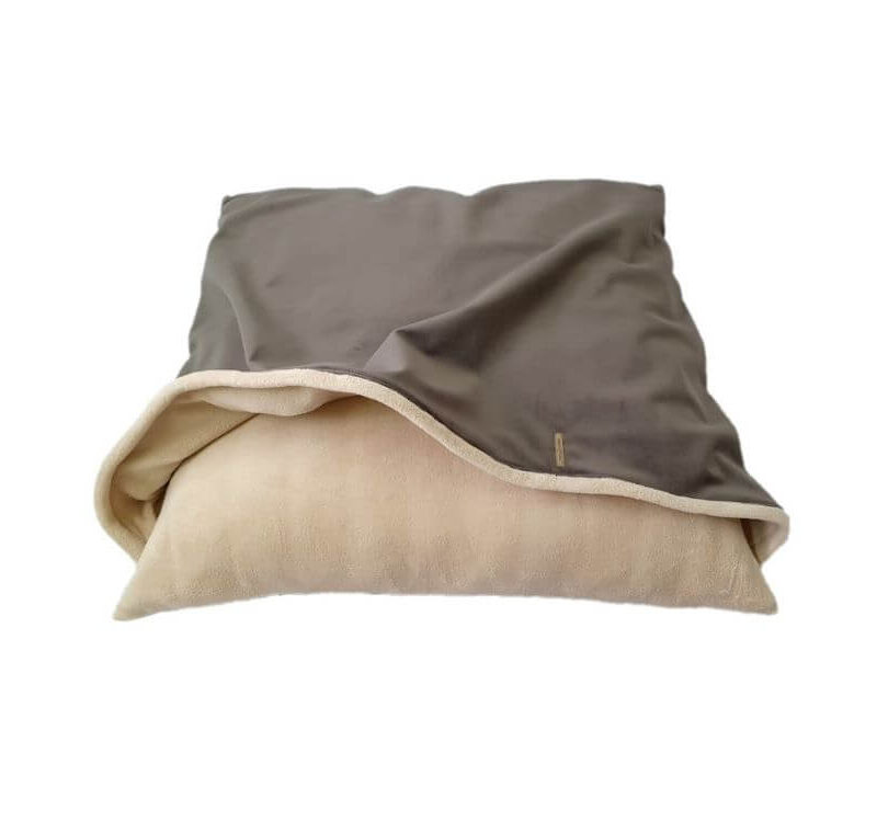 Dog pillow with roof dark grey -cream