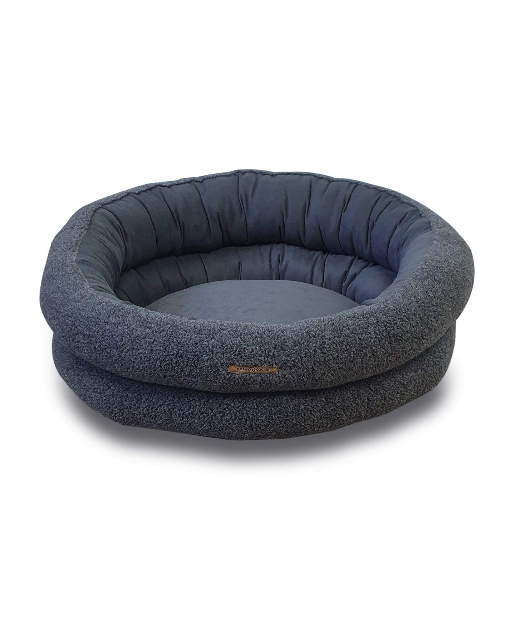 Antiallergic Dog and cat bed "Two-sided wheel" Dark grey with Merino wool